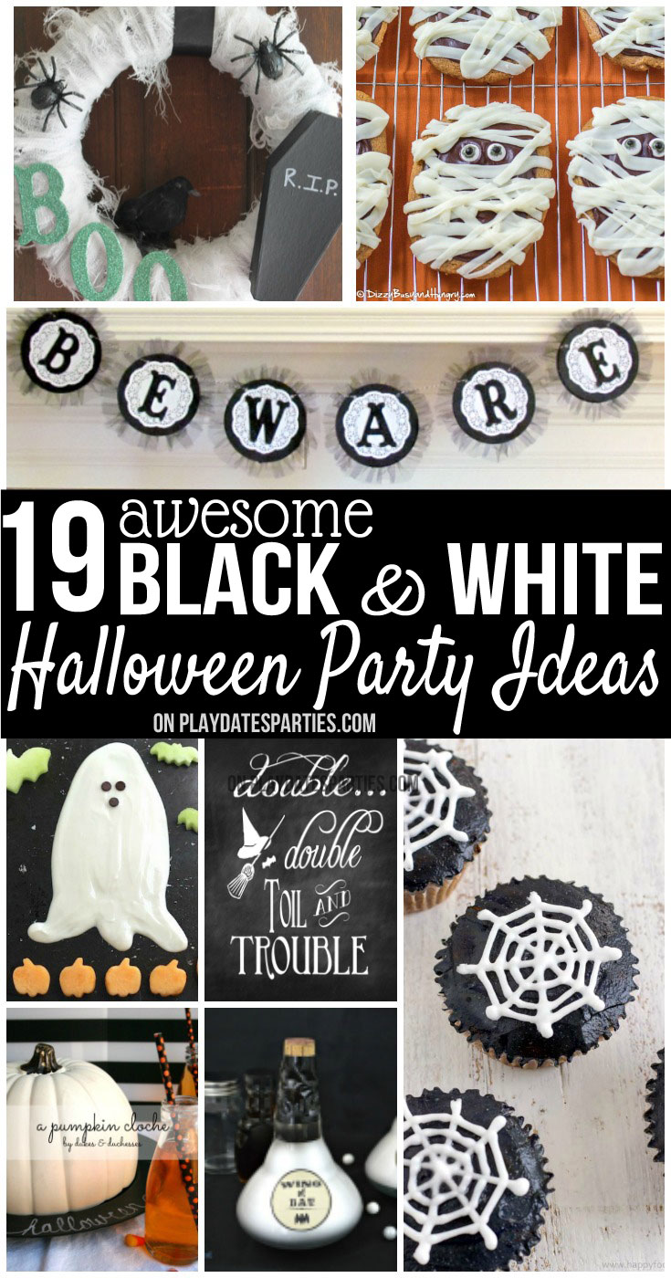 You can never go wrong with a black and white Halloween party theme. Take a look at these 19 easy (and awesome) ways to use this classic party theme, with black and white Halloween decorations, food, & activities.