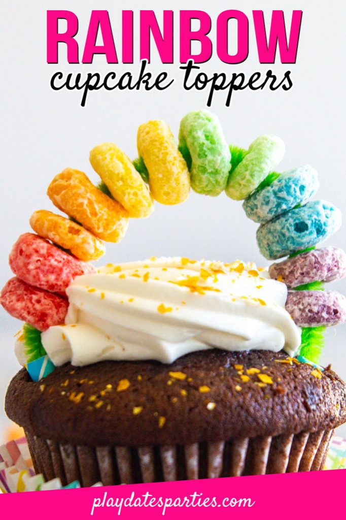 Can't you just see these fun DIY rainbow cupcake toppers at a Wizard of Oz or unicorn birthday party? Plus, they're so simple that kids can make them too! Hop on over for all the details on how to make this cute decoration food safe so you can start topping all your desserts! #rainbow #partyideas #kidsparties