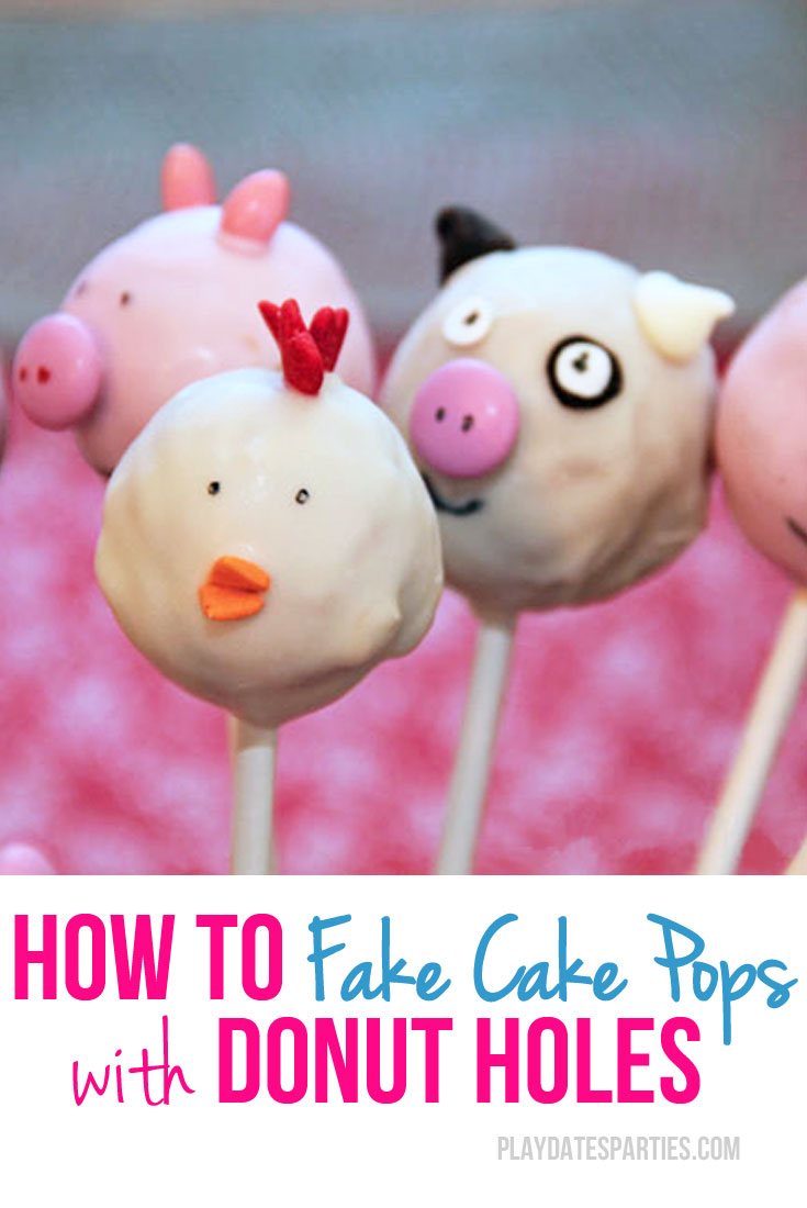 Love the look of cake pops, but don't want to spend all that time making them? Try making 'fake cake pops' using donut holes instead!