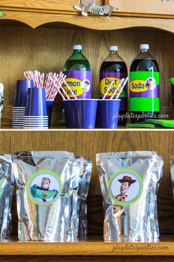 close up of toy story drink buffet