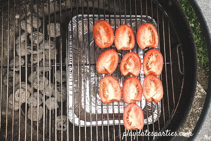 Smoked tomatoes on the grill