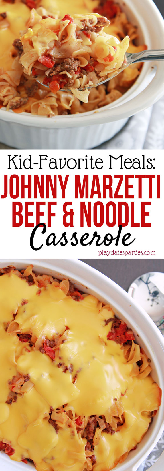 Johnny Marzetti Noodle Casserole is an easy comfort food #recipe that everyone in the #family loves. Filled with ground beef and noodles, and smothered with a cheesy sauce, this is the ultimate in comfort food!