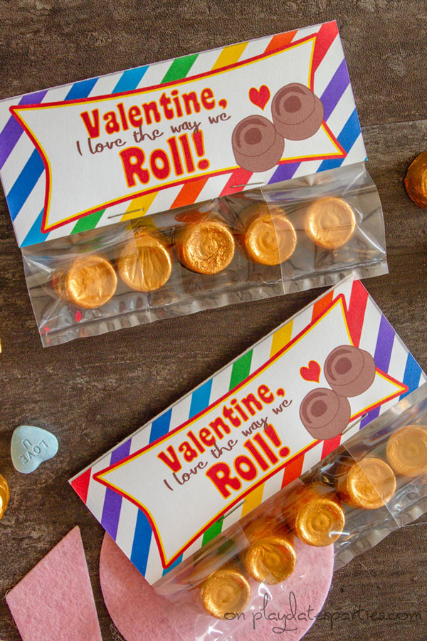 Valentines Treat Bag Toppers for Rolos candy