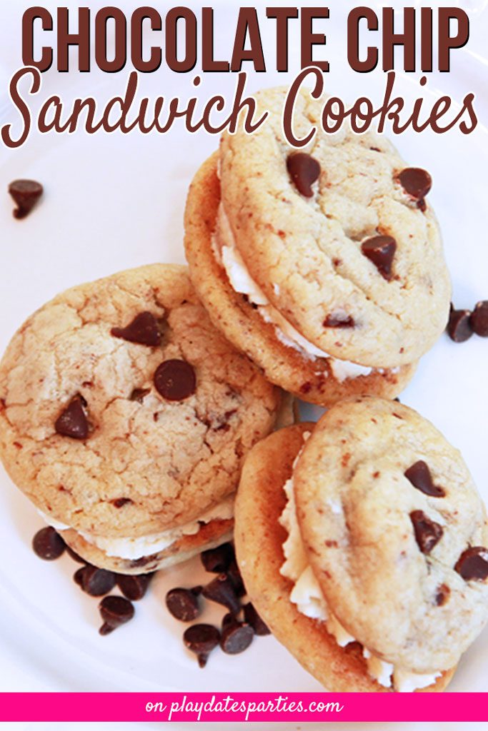 Take the simple, chocolate chip cookie and turn it into a dessert worth raving about. They're the perfect sweet treat for holiday platters or any other special occasion. #chocolatechip #chocolate. #cookies #dessert #frosting #icing #buttercream