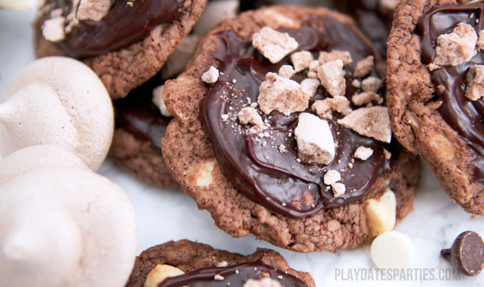 Inspired by the original Death by Chocolate cake from the Trellis in Williamsburg, VA these Death by Chocolate cookies are a mouthful of decadence.