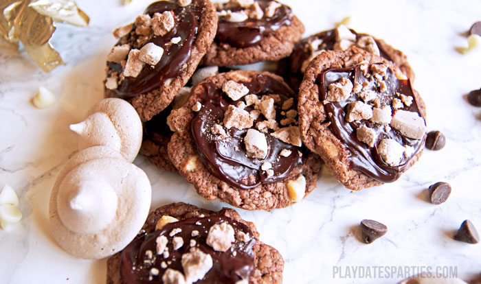 Inspired by the original Death by Chocolate cake from the Trellis in Williamsburg, VA these Death by Chocolate cookies are a mouthful of decadence.