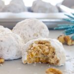 The inside of the snowball cookie is tender and buttery