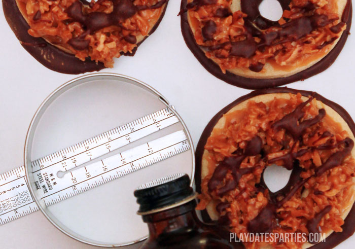 For the Samoas copycat recipe you'll want a large round cookie cutter, and a half-inch cookie cutter for the center.