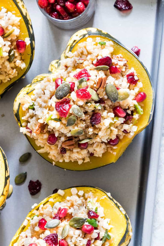 Instant Pot Stuffed squash with Cauliflower Rice by Recipes from a Pantry