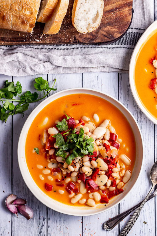 Vegetarian Red Pepper and White Bean Soup by The Cook Report