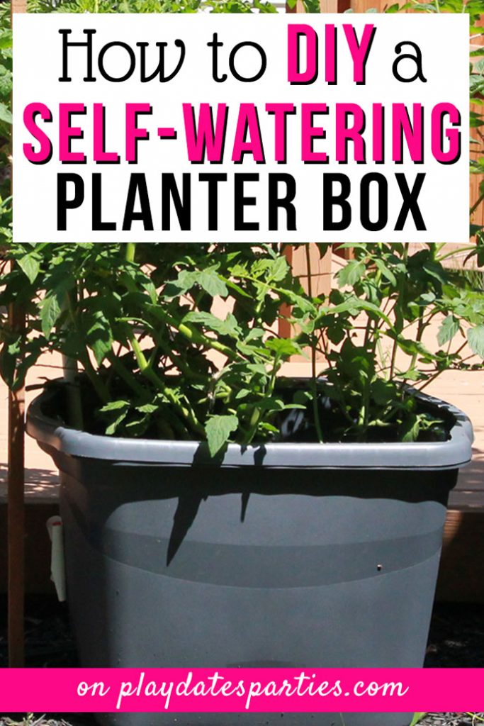 Want to grow the best vegetables this year? Head over to playdatesparties.com to see how to make a DIY self watering planter to keep your vegetables healthy and happy. #DIY #garden #gardening #pdpcreates