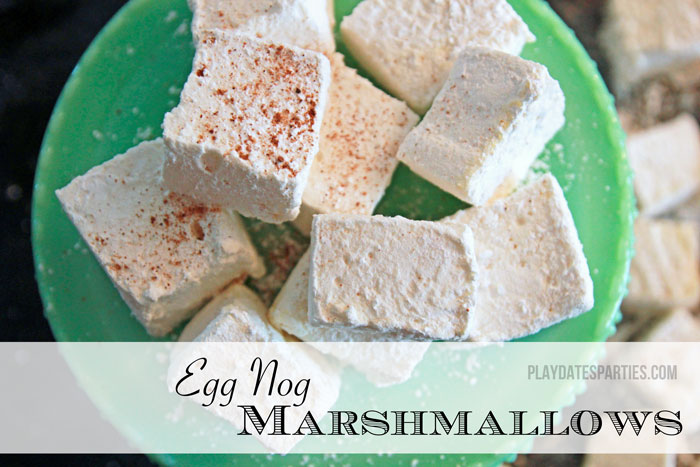 Eggnog marshmallows are the perfect holiday treat to add to a cup of hot chocolate for the kids or as a delicious holiday creamer in your coffee.
