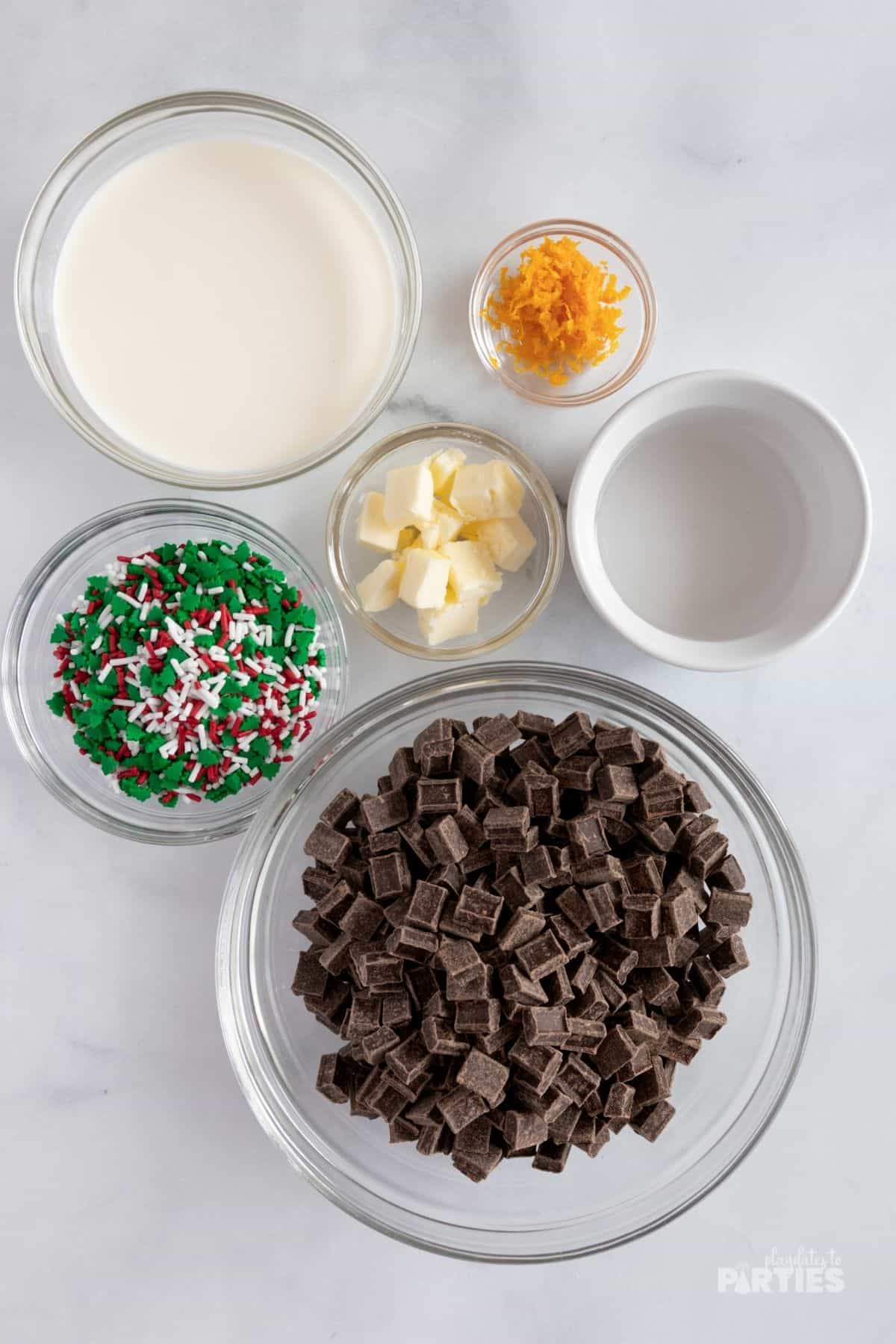 Ingredients needed to make Christmas truffles.