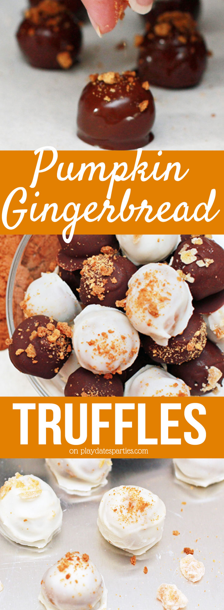 You won't be able to stop eating these #pumpkin gingerbread truffles! With two #recipes to choose from - #chocolate pumpkin gingerbread truffles and pumpkin cream cheese truffles- you'll be hooked. Yum!