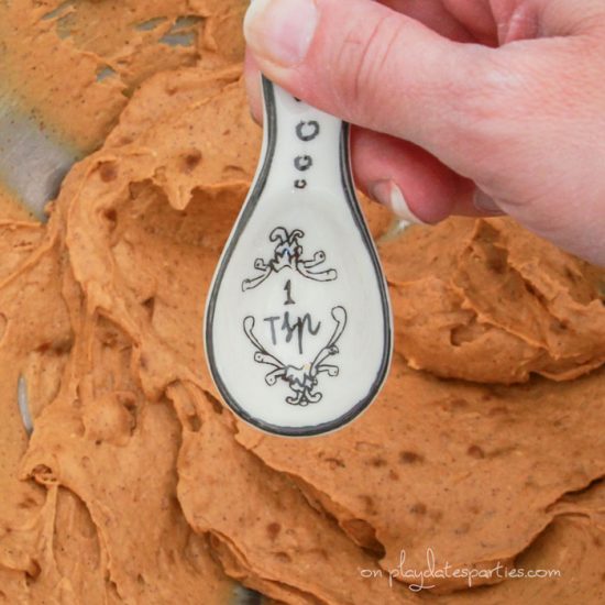 Use a teaspoon to measure out pumpkin pie truffles filling