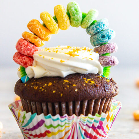 So fun! These DIY rainbow cupcake topper decorations are a must have in your list of rainbow birthday party ideas for kids. They're so easy to make, and I love that they're cheap too...you can get all the supplies at the Dollar Store! Best of all, my girls can even help to make them.