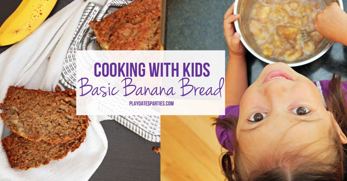 {Cooking with Kids} Basic Banana Bread - Quick breads are a fun way to introduce baking to kids. This basic banana bread recipe results in a moist, dense bread that is delicious as-is or with your favorite add-ins.