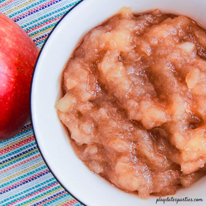 homemade slow cooker applesauce ready to eat.