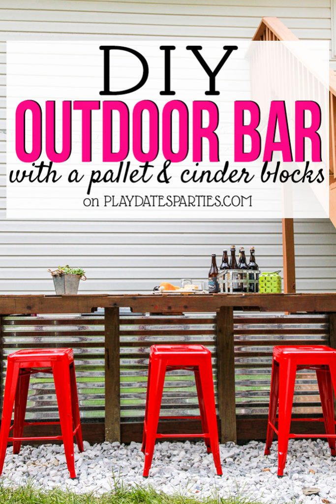 Diy Outdoor Bar With Cinder Blocks And A Pallet