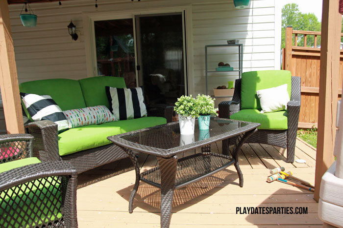 Green patio outlet cushions