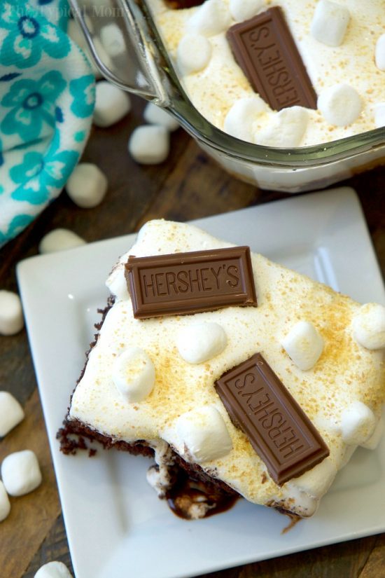 Amazing S'mores poke cake