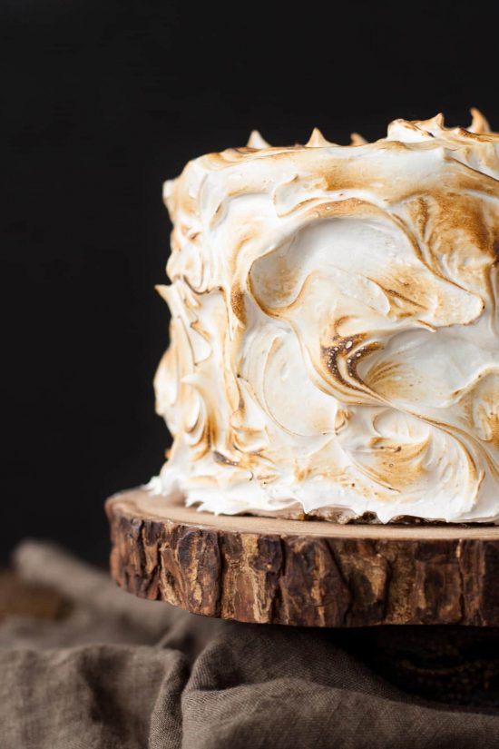 S'mores Cake with toasted marshmallow frosting