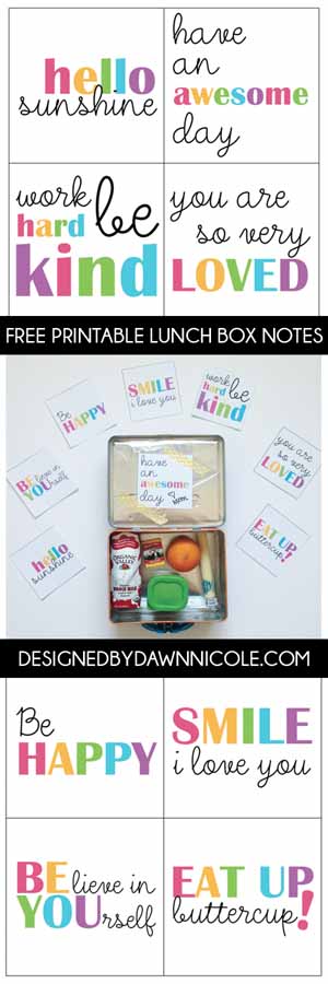 Colorful Lunch Box Notes from By Dawn Nicole