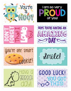 Free Printable Lunch Box Notes Perfect for the New School Year