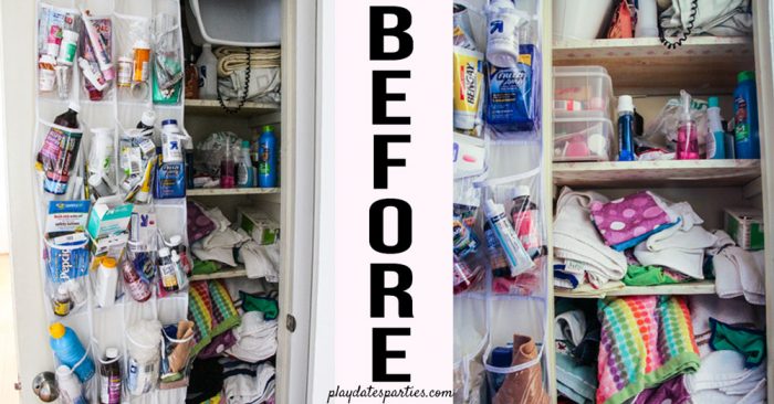 Linen Closet Organization with Baskets: A simple way to eliminate visual  clutter - Organizing Moms