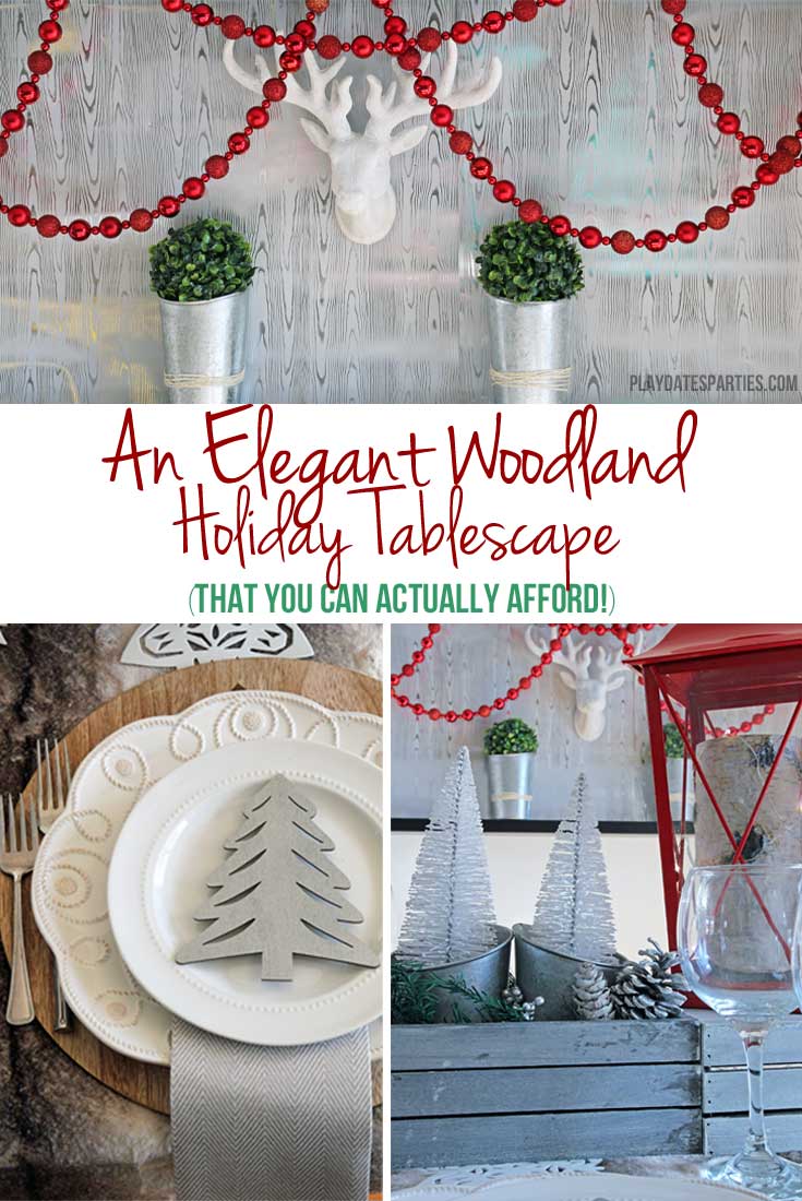Don't spend a fortune to entertain beautifully! Find out how to make an elegant woodland holiday tablescape you can actually afford to recreate!