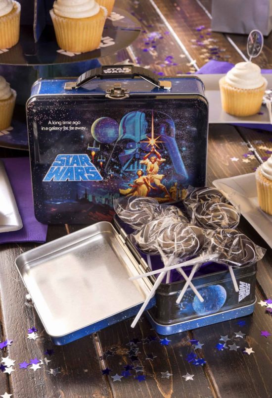 Star Wars lunch boxes as part of a budget friendly Star Wars party