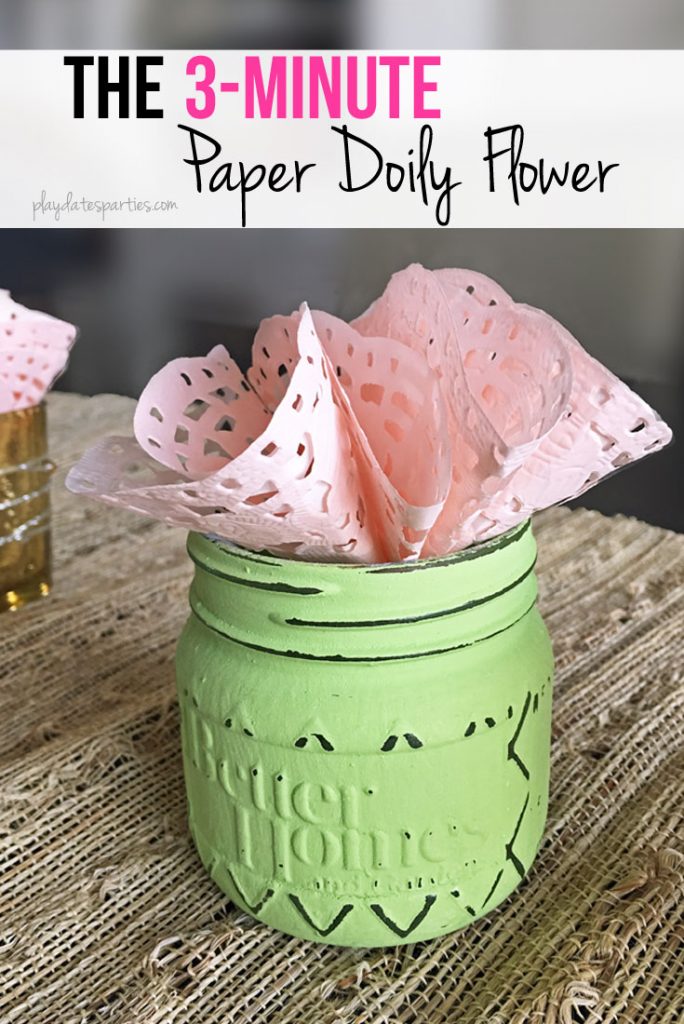 These 3-minute paper doily flowers are incredibly easy and make a beautiful impact when put together as a single flower or as a table-length centerpiece.