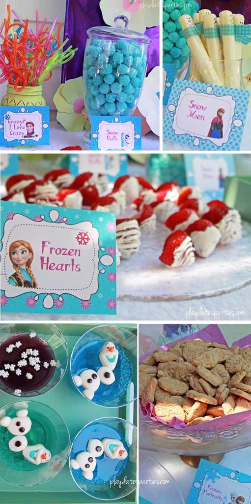 This stunning Frozen luau party is full of easy DIY projects, adorable foods, and simple tips that you can absolutely recreate for a special little girl in your life. Including: an Olaf snow flurry, Olaf jello cups, a fake snow beach, a purple and blue ice cream cake, and lots of snowflakes everywhere!