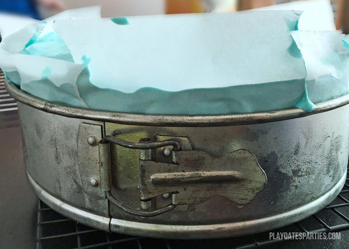 Careful when making your Frozen inspired ice cream cake to overflowing the pan.