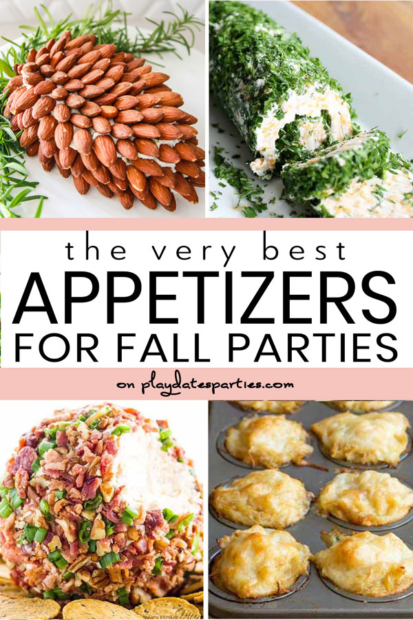collage off 4 fall appetizers to feed a crowd with the text the very best appetizers for fall parties