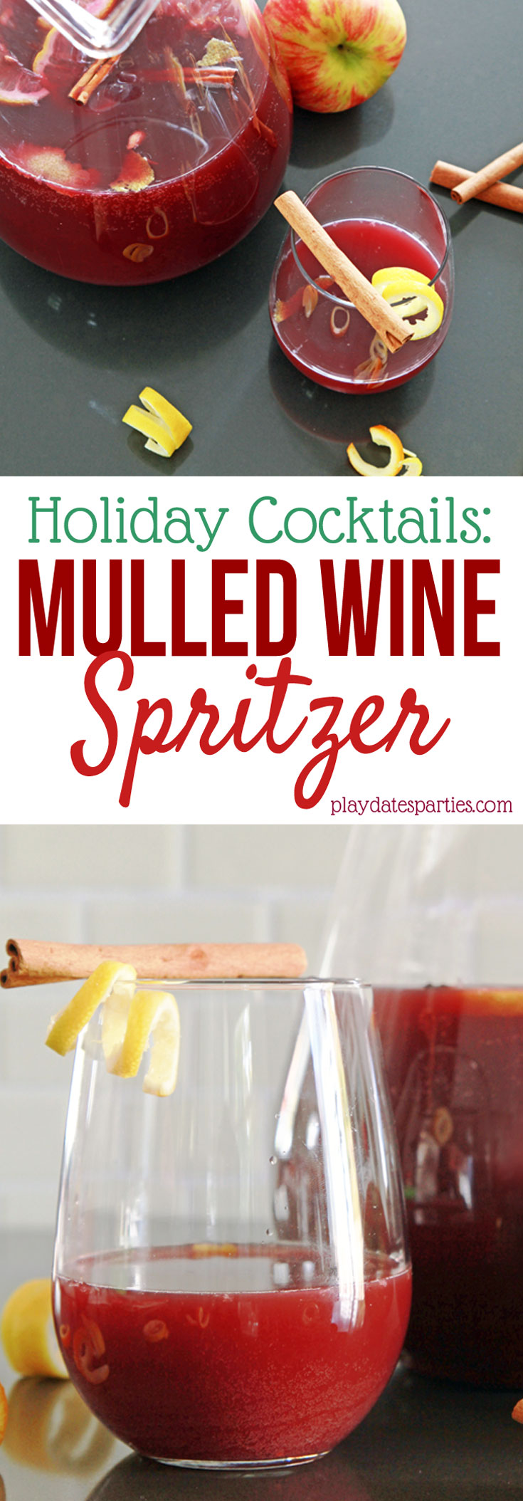 No list of holiday cocktails is complete without mulled wine, and this mulled wine spritzer recipe is an easy and refreshing way to get the best flavors of mulled wine without having to turn on the stove.