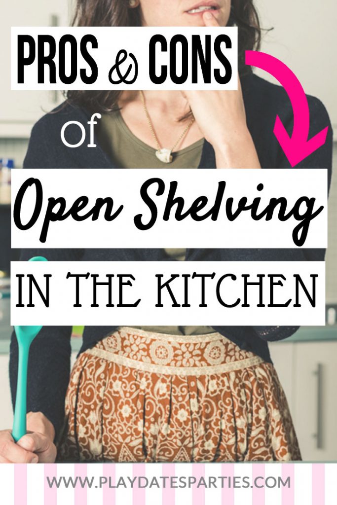 Open shelving in kitchens has been one of the hottest kitchen trends for several years now. And whether or not you love or hate it, the trend looks like it's here to stay. But before you take down those cabinets and start renovating, check out these pros and cons, plus tips for five ways to recreate the look yourself, and how to best incorporate open shelving when you have a small kitchen and a busy family. #kitchens #homedecor #openshelving