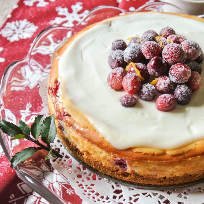 Cranberry Lemon Cheesecake From No Plate Like Home.
