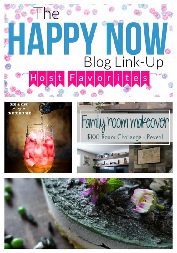 Get your posts seen & make everyone happy at The Happy Now Blog Link Up #99. Featuring Peach Bellini Sangria, a $100 family room makeover reveal, and naturally green cheesecake!
#bloggingtips #linkparty #linkup #blogging