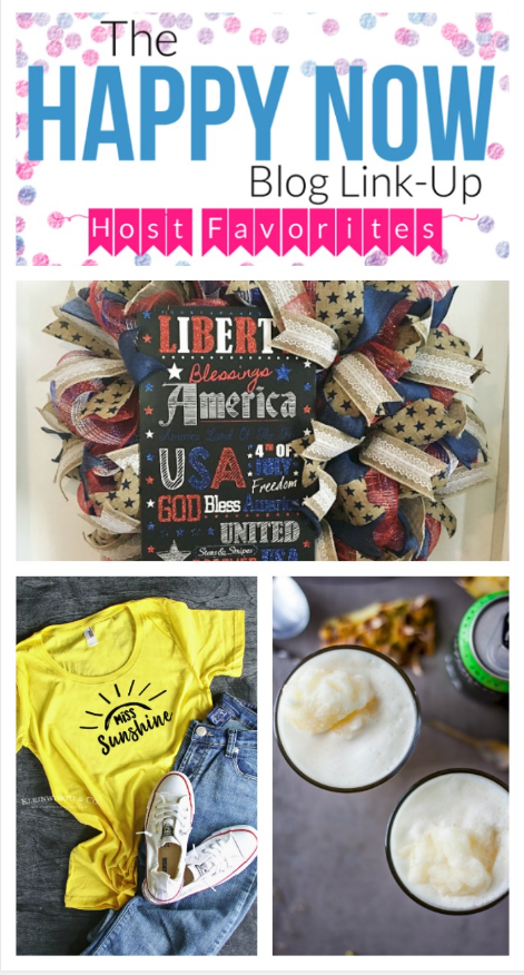 It's time for more happy! Share your own happy posts and see those of others at the Happy Now Link Up and check out features, including a DIY patriotic wreath, Sunshine shirt using your Cricut, and a refreshing pineapple IPA smoothie!
#bloggingtips #linkparty #linkup #blogging