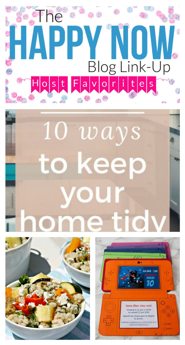 Talk about happy! Join the linkup & check out these fantastic features! 10 Ways to Keep Your Home Tidy, Summer Vegetable Barley Salad recipe, and DIY Nintendo 3DS printable party invitations!
#bloggingtips #linkparty #linkup #blogging