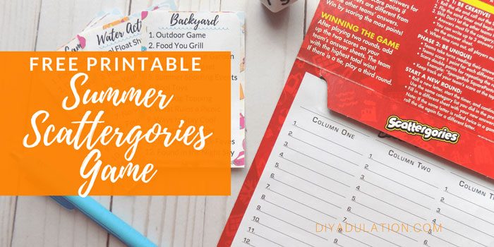 Free Printable Summer Scattergories Game from DIY Adulation.