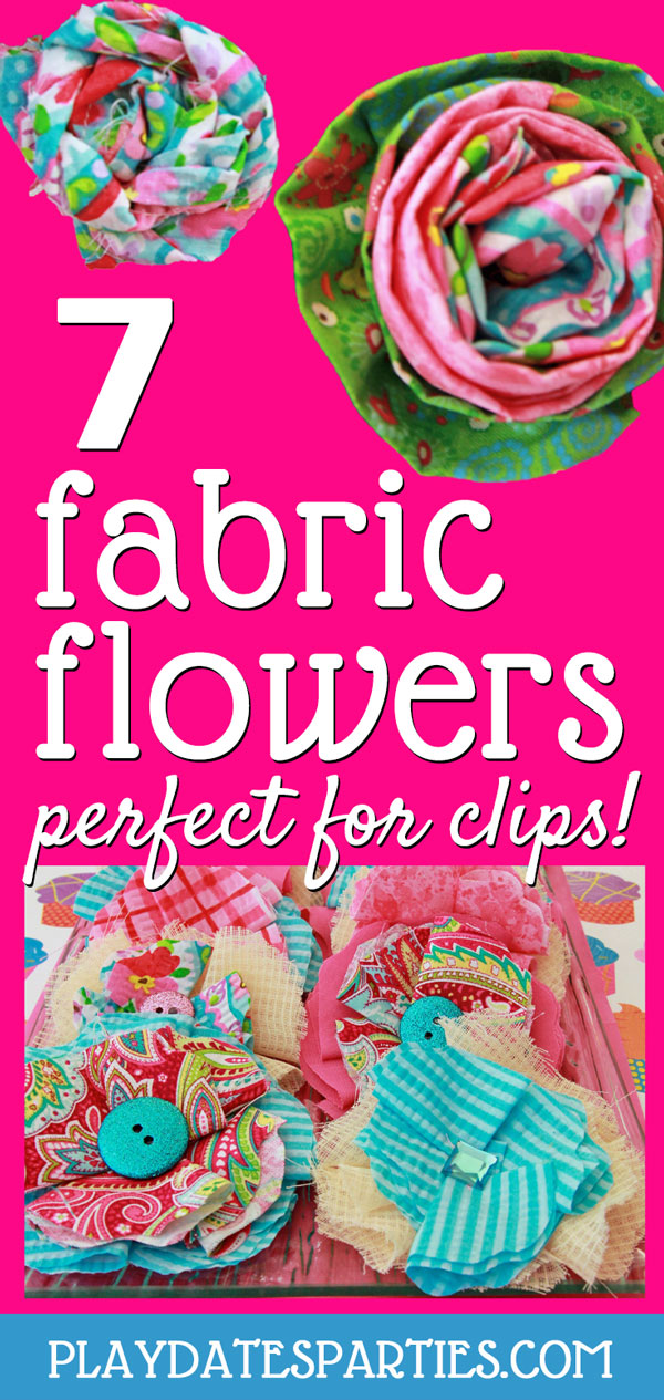 Put those fabric scraps to use and learn how to make DIY handmade fabric flowers for clips or any other project. These 7 easy tutorials are perfect for party activities, party favors, headbands, or hair clips. The possibilities are endless!
#fabricflower #fabricflowers #DIY #diycrafts #howto #crafts #sewing