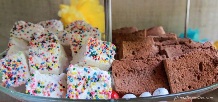 Homemade birthday cake marshmallows and chocolate marshmallows