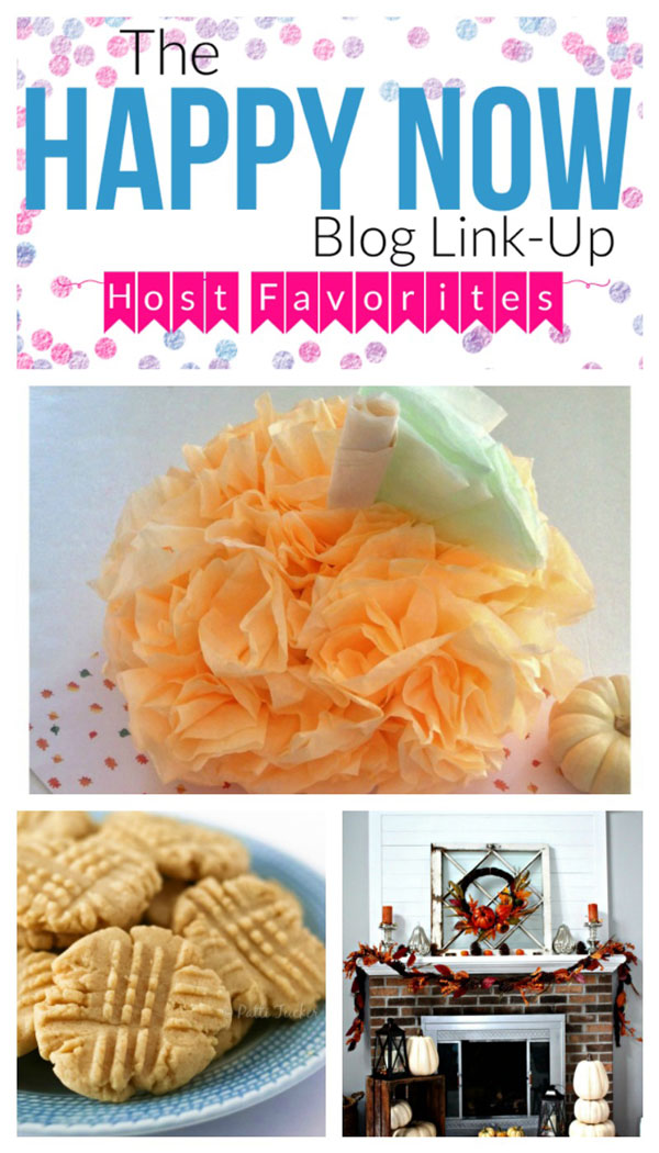 Looking for more happy in your life? Get all the happy vibes at the Happy Now Link Up #128, featuring a DIY pumpkin craft for fall and Halloween, the best homemade natural pumpkin cookies, and a gorgeous autumn mantel filled with rustic leaves and pumpkins.
#linkparty #linkup #blogging #cookies #Autumn #DIYHomeDecor #Crafts