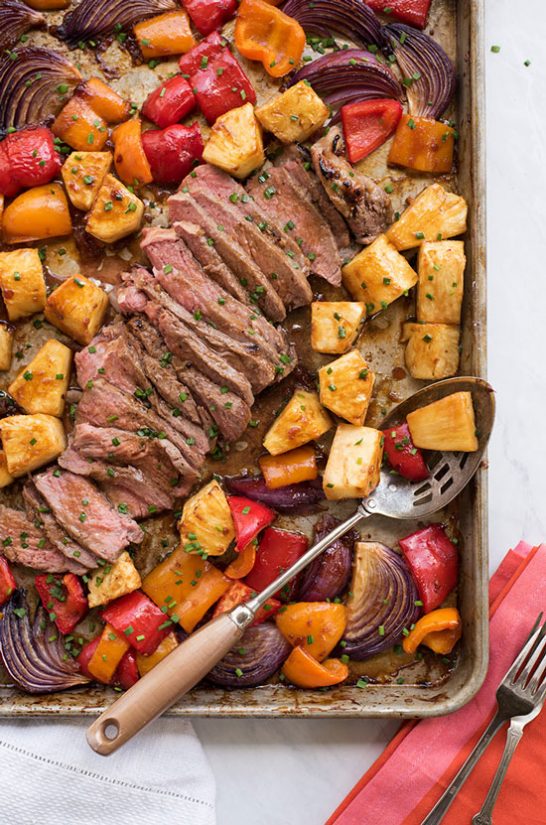 Hawaiian Steak Sheet Pan Dinner