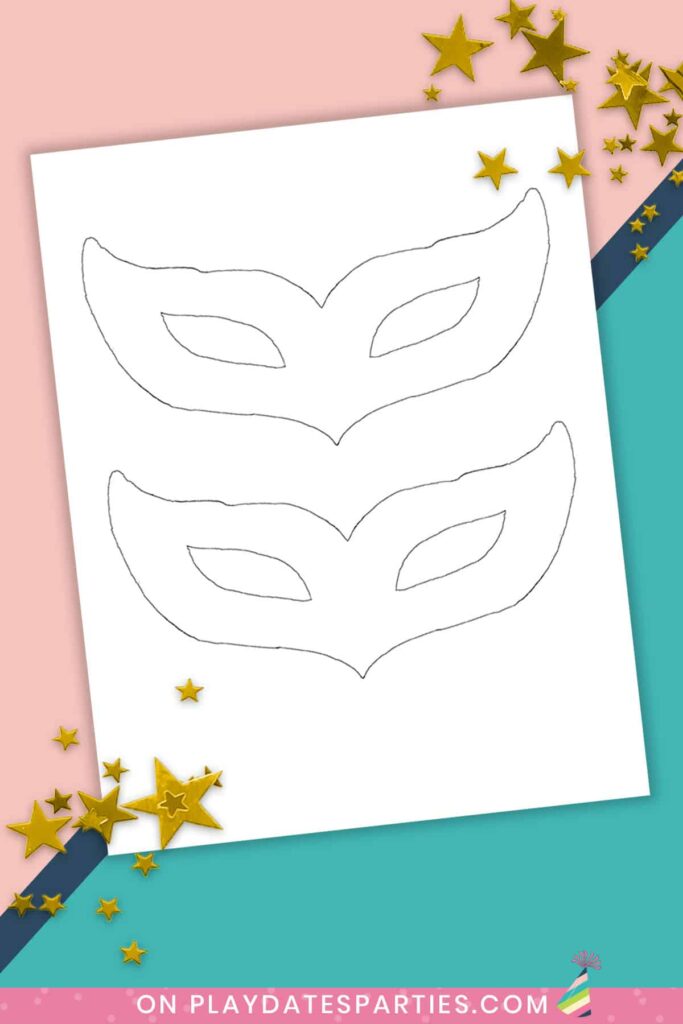 digital mock up of a full page mask template against a solid background with stars in the corner