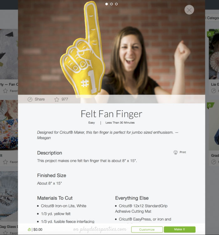 Customize the Felt Fan Finger project in Cricut Design Space to create a paper fan finger football craft that kids can color in.