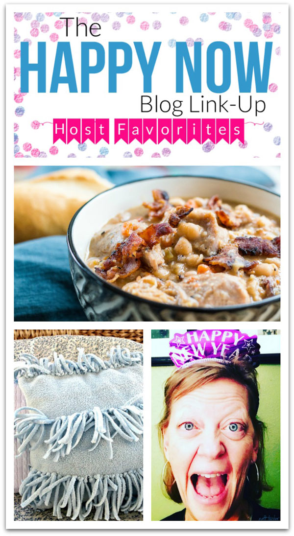 I'm loving the features this week at the Happy Now Blog Link Up #145, with a great message for breast cancer survivors, a tasty white bean soup recipe, and the cutest fleece pillow tutorial.