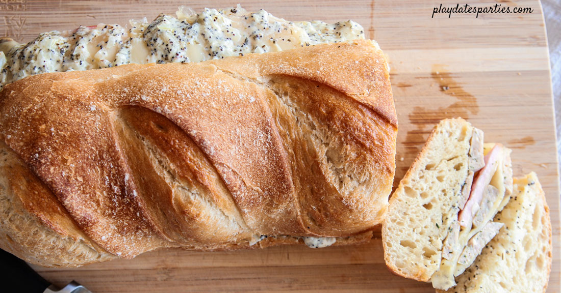 Stuffed French Bread with Sausage and Canadian Bacon